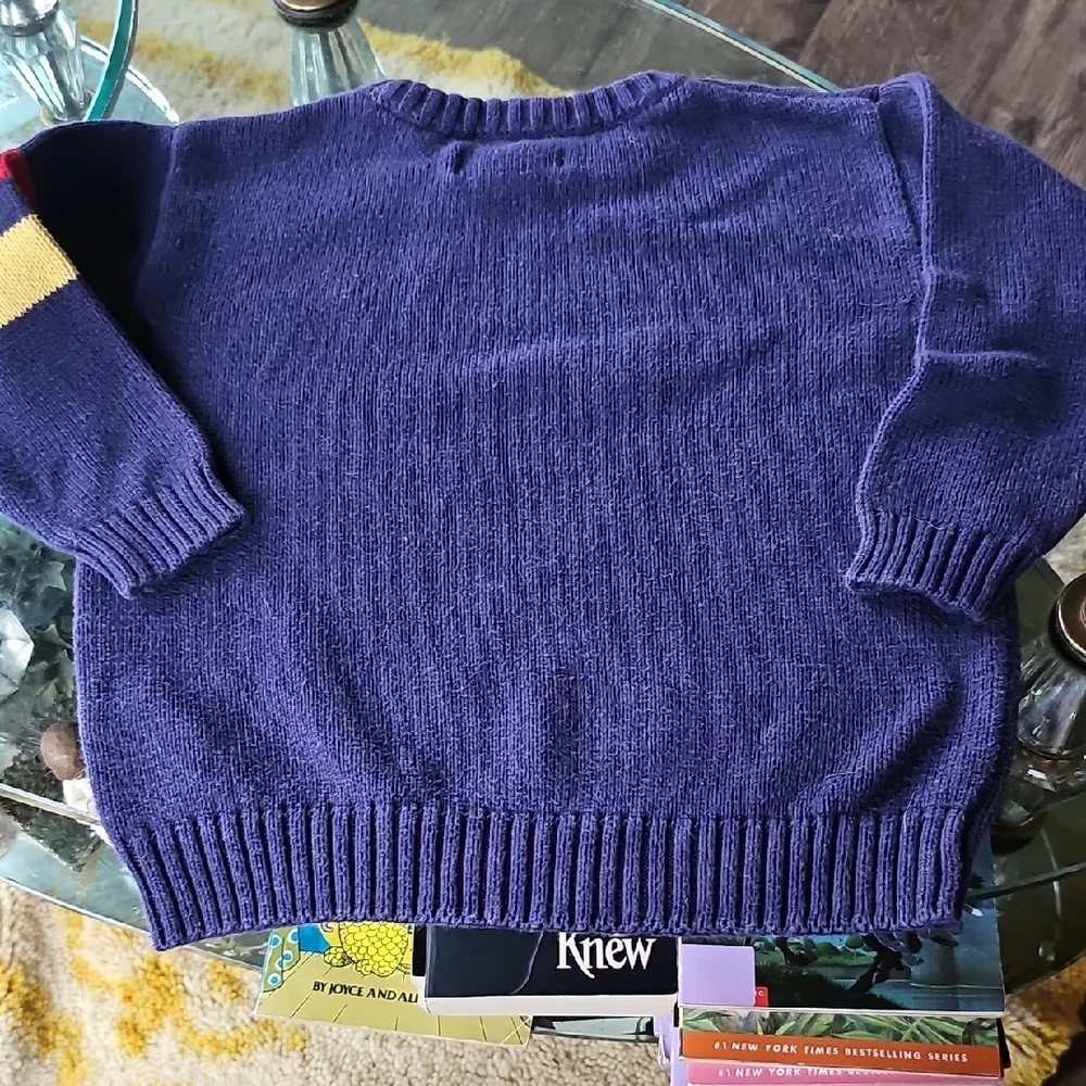 VINTAGE Gymboree Kids Navy Sweater Colorful Flag Design Size Medium Boy Girl